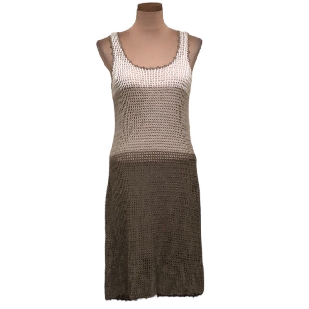 Tommy Bahama Midi Dress Size Small Cream Tan Brown Ombre Crochet Knit